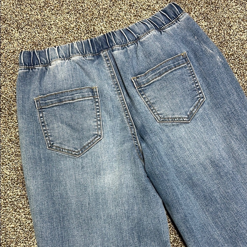 Rewash Blue Ankle Cropped Jeans with Distressed Details SMALL drawstring waist - Picture 13 of 14